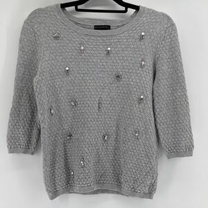 Metaphor Bejeweled Gray Sweater Women's Medium